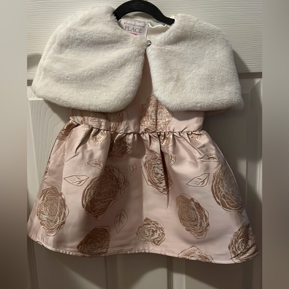The Children’s Place Girls 3T Pink Dress and White Shawl
